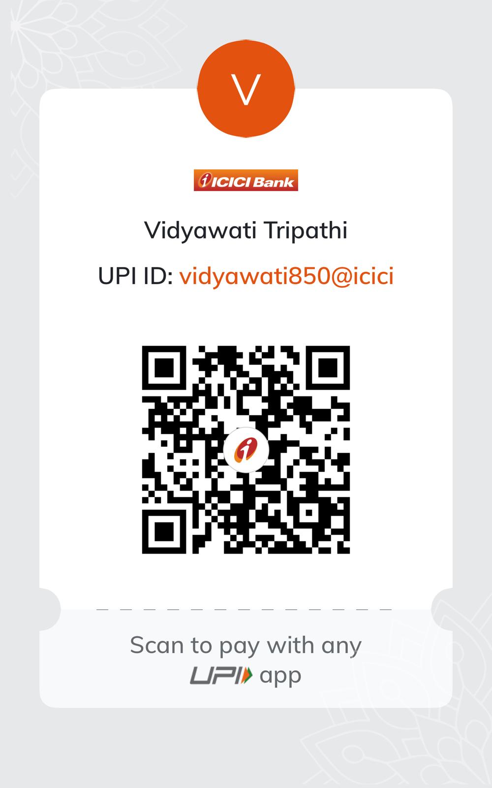 UPI QR Code — vidyawati850@icici